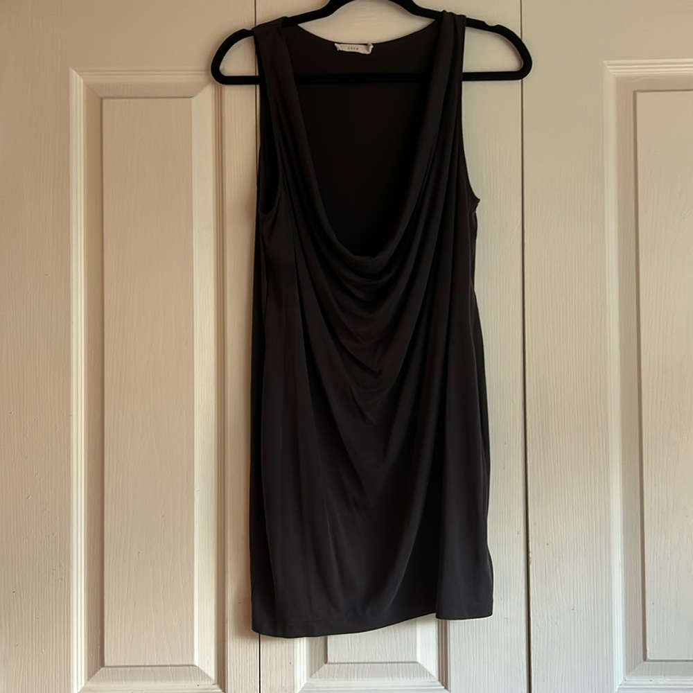 LUSH Mini deep V dress. Deep charcoal color